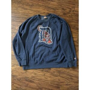Detroit Tigers Vintage Old Logo  Sweater Navy Crewneck Mens Size 3XL